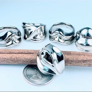 Five Silver Plated Rings Size 7.5